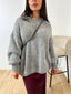 Pull boucle en laine gris