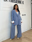 Ensemble blazer et pantalon rayure bleu