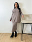 Ensemble pull mi long et jupe taupe