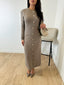 Robe longue a bouton taupe