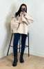 Manteau cape en laine beige