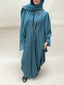 Abaya dubai 3 boutons vert