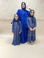 Abaya Dubai 3 boutons bleu