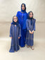 Abaya Dubai 3 boutons bleu