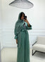 Abaya Dubai dessous de robe, kimono et foulard vert