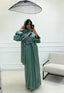 Abaya Dubai dessous de robe, kimono et foulard vert