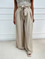 Pantalon palazzo détail noeud beige