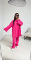 Ensemble pull oversize et pantalon fushia