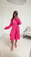 Robe à nouer gaz de coton fushia