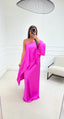 Robe effet froufrou fushia