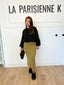 Jupe longue en laine olive