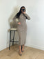 Robe longue a bouton taupe