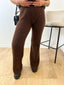 Ensemble veste sans manche et pantalon en laine chocolat