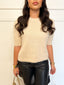 Pull demi manche en laine beige