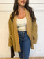 Veste poil doux et col tricot camel