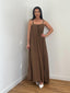 Robe bretelles avec perles chocolat