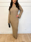 Robe longue motif tressé camel