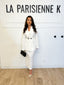 Ensemble blazer et jupe longue droite blanc