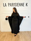 Robe fluide a ceinturé style cape noir