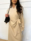 Robe kimono long ceinturé beige