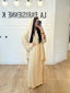 Abaya beige voile intégré bordure doré