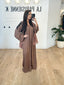 Abaya Dubaï épaules perlées marron