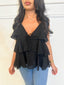 Top fluide froufrou noir