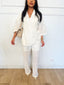 Ensemble chemise et pantalon en lin blanc