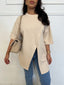 Tee shirt asymétrique devant beige