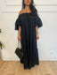 Robe longue bouffante col bateau noir