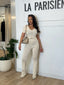 Ensemble top et pantalon beige