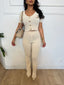 Ensemble top et pantalon beige