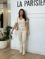 Ensemble top et pantalon beige