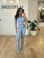 Ensemble top et pantalon bleu