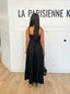 Robe longue a bretelles noir