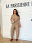 Ensemble haut ceinture & pantalon camel