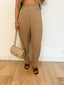 Ensemble haut ceinture & pantalon camel