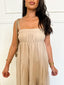 Robe longue gaz de coton beige