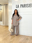 Ensemble pantalon chemise longue taupe