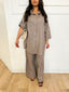 Ensemble pantalon chemise longue taupe