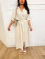 Robe avec ceinture beige