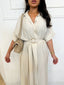 Robe avec ceinture beige