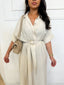 Robe avec ceinture beige