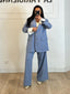 Ensemble blazer et pantalon rayure bleu