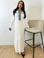 Robe blanche en maille col en jeans