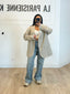 Blazer oversize dentelle fleur beige