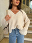 Pull court en maille beige