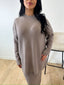 Ensemble pull mi long et jupe taupe