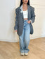 Blazer oversize dentelle fleur gris