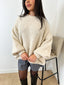 Pull boucle en laine beige